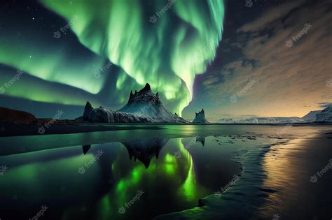 Aurora boreal sobre paisajes islandeses con niños