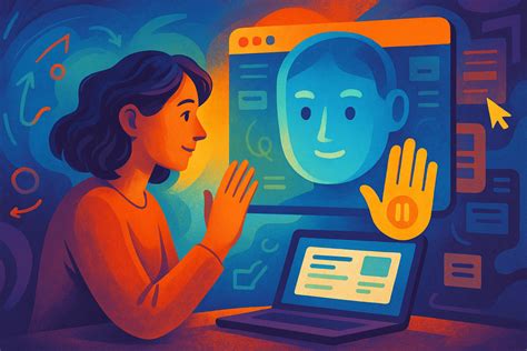 Ilustración conceptual de una mujer interactuando a través de una webcam