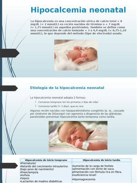 Esquema de las causas y tipos de hipocalcemia neonatal