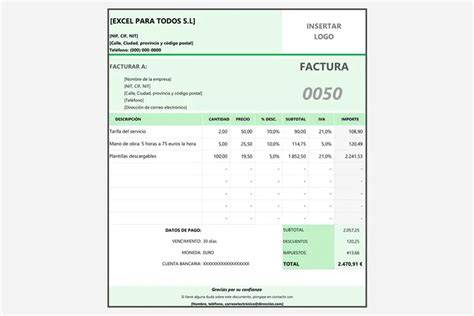 Ejemplo de factura con IVA deducible