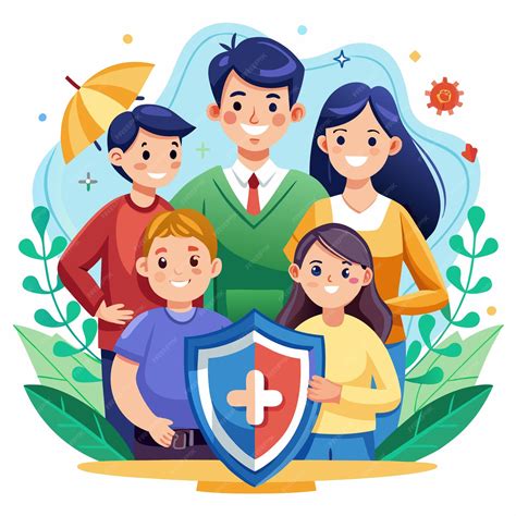 Ilustración que simboliza un escudo o burbuja protectora alrededor de una familia, representando la privacidad