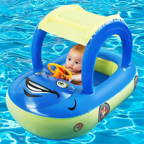 Bebé con flotador en la piscina bajo supervisión, infografía sobre seguridad acuática infantil