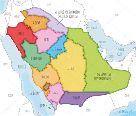 Mapa de Arabia Saudita con países vecinos