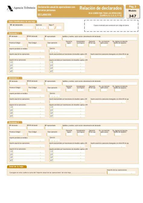 Esquema de las partes del Modelo 347: Resumen, Relación de declarados, Relación de inmuebles