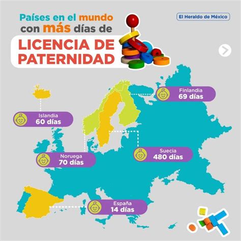 Mapa comparativo de días de licencia de paternidad en diferentes países