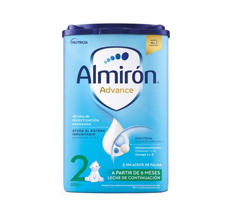 Infografía detallando los componentes clave de Almirón Advance 2 Pronutra y sus beneficios.