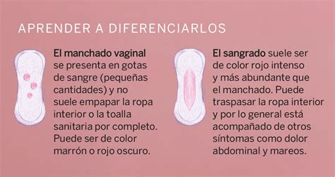 Esquema gráfico que diferencia el manchado del sangrado vaginal durante el embarazo