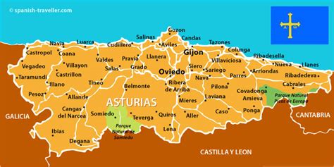 Mapa de Asturias con puntos de interés familiar