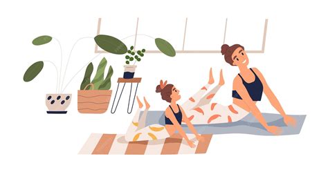 Ilustración de una madre practicando yoga para reducir el estrés