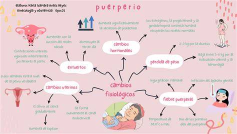 Esquema que muestra los cambios fisiológicos y hormonales en el puerperio que pueden desencadenar cefaleas