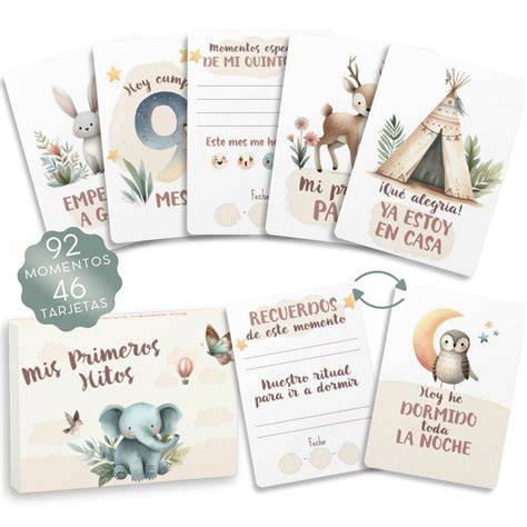 Diseño de tarjetas de hitos para bebé con diferentes momentos especiales