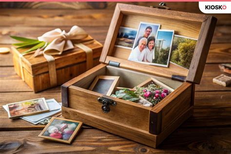 Caja de recuerdos de madera con compartimentos para diferentes objetos