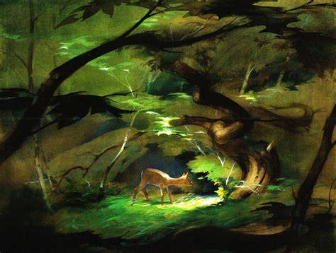 Concept art de Tyrus Wong para la película Bambi