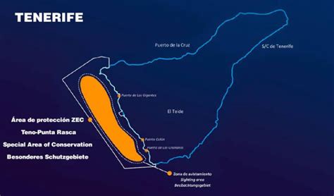 Mapa de la Zona Especial de Conservación (ZEC) Franja marina de Teno-Rasca en Tenerife