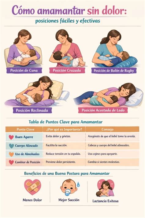 Diagrama: Posturas correctas para amamantar y cómo lograr un buen agarre