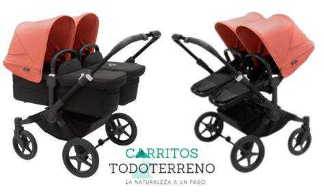 infografía de un carrito gemelar con sus características