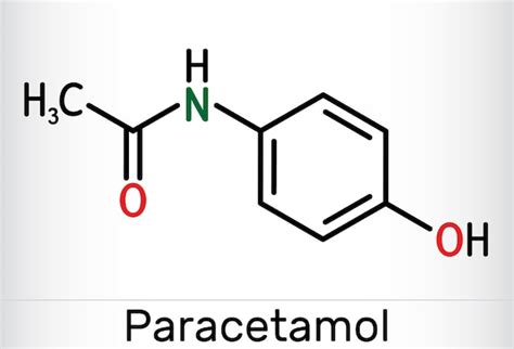 Esquema de la molécula de paracetamol y su acción analgésica