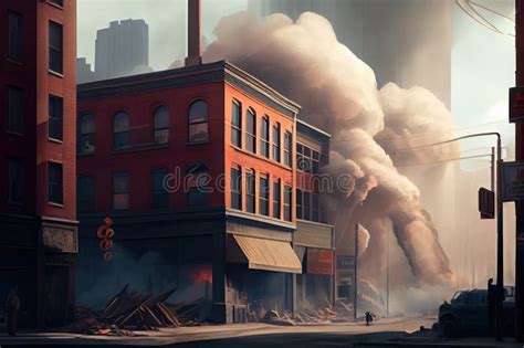 fachada de un edificio de viviendas con humo saliendo de una ventana