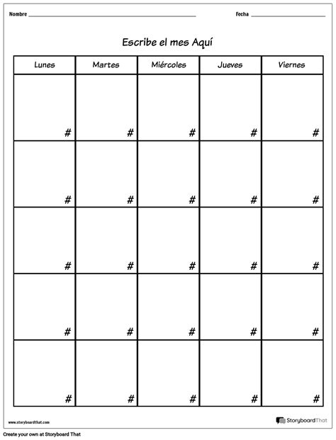 Calendario con un día de la semana resaltado