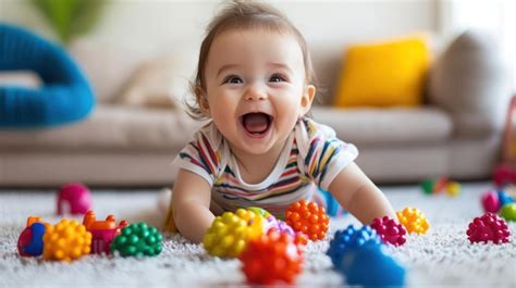 Bebé sonriendo y jugando, simbolizando comodidad con los pañales
