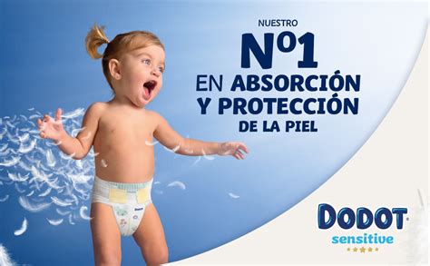 Fotografía detallada de la cinturilla de un pañal Dodot con el indicador de humedad visible.