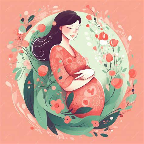Ilustración de una mujer embarazada nadando de espaldas