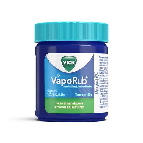 Esquema de los ingredientes activos de Vicks VapoRub y su porcentaje
