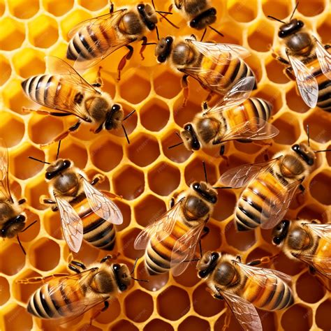 Abejas obreras construyendo panales