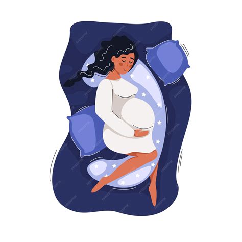 Mujer embarazada descansando en cama, con un símbolo de precaución.