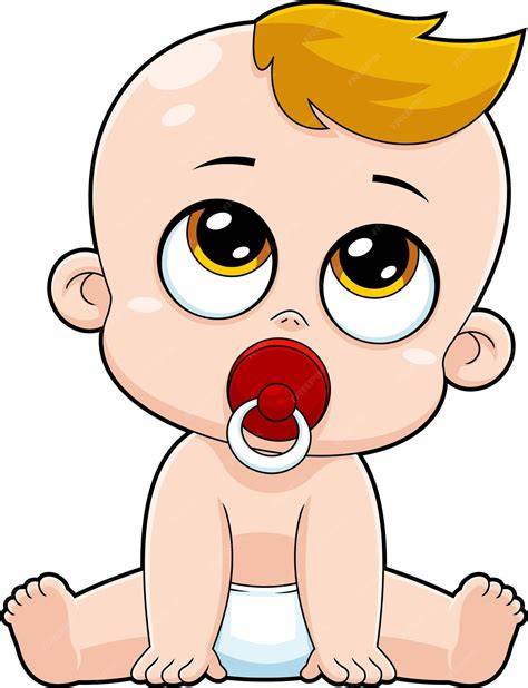 Ilustración de un bebé feliz usando un chupete y un chupetero seguro