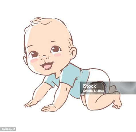 ilustracion de un bebé sonriendo o gateando