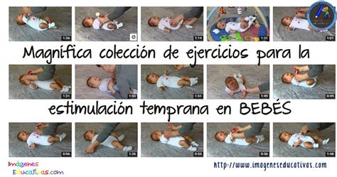 Infografía con ejemplos sencillos de ejercicios de estimulación para bebés