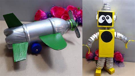 Fotografía de materiales cotidianos reciclados transformados en juguetes