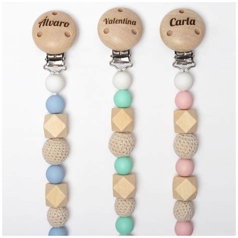 Cadena sujeta chupete personalizada para bebé con variedad de colores