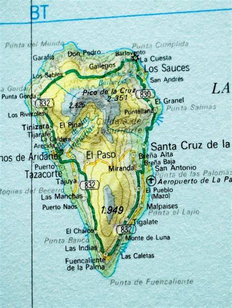 Mapa de la zona de Los Indianos y Santa Cruz de La Palma para visualizar la ruta del joven