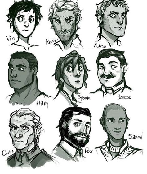 Diseño de personajes de Waxillium Ladrian y Wayne de Nacidos de la Bruma Era 2