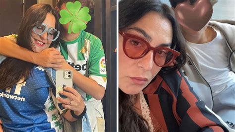 Foto de Candela Peña con su hijo Román (rostro cubierto con un emoji) durante el viaje a Sevilla