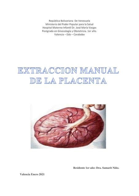 Representación de un médico realizando una extracción manual de la placenta