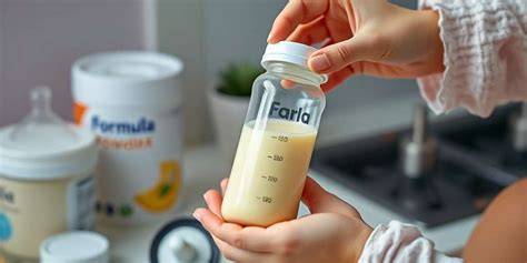 Foto: Biberón con leche Nutribén Inicio y un chupete