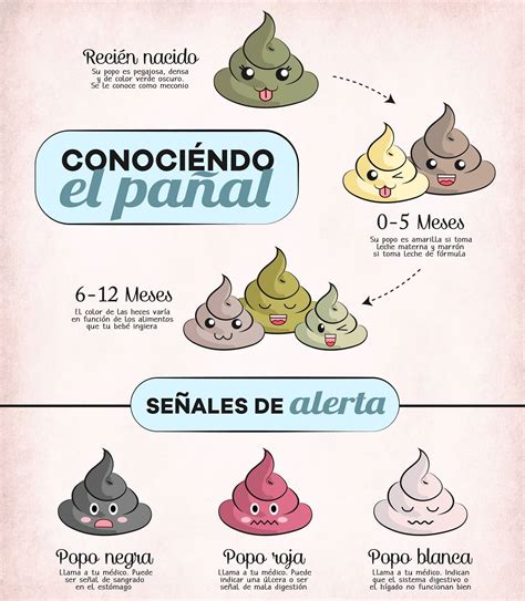 infografía comparativa de colores y texturas de heces de bebé