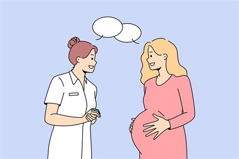 Ilustración de una matrona y una mujer embarazada conversando en un ambiente de confianza.