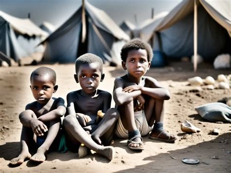 Fotografía temática de niños en zonas de conflicto o con acceso limitado a recursos básicos, ilustrando los desafíos.