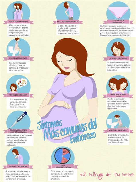 Ilustración de una mujer embarazada con algunos de los síntomas comunes