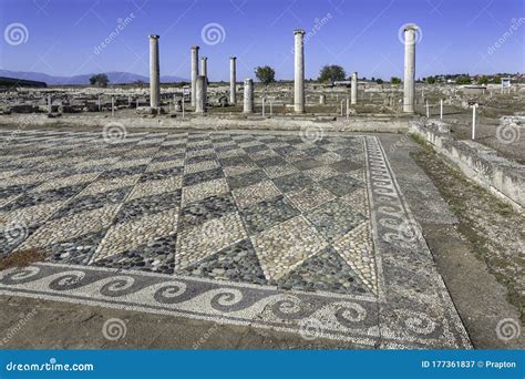 Plano de la antigua ciudad de Pella o mosaicos de cantos rodados