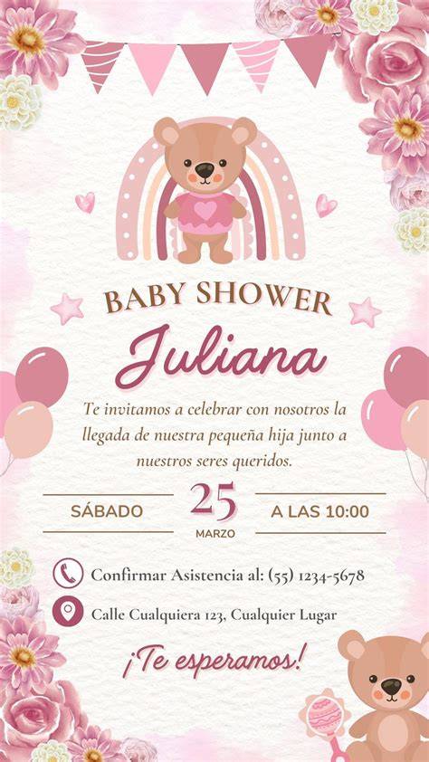 Diseño de invitación a baby shower con ilustraciones de bebés y juegos