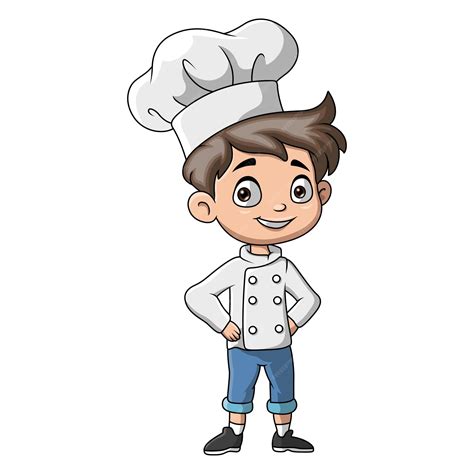 Ilustración de un niño disfrazado de chef con su indumentaria completa: gorro, chaquetilla y pantalón