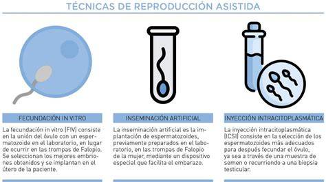 Infografía comparativa de las distintas técnicas de reproducción asistida