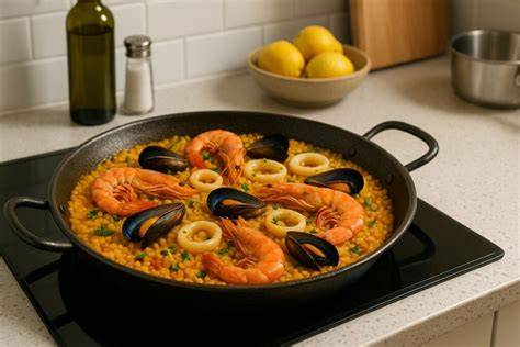 Proceso de cocción del arroz en paella