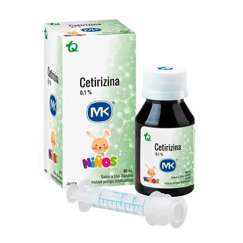 Tabla resumen de las dosis de cetirizina en niños por edad y formato