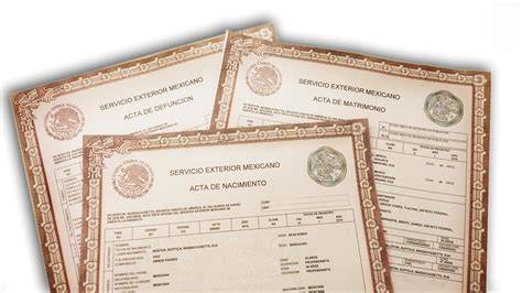Documentos oficiales del Registro Civil y certificado de nacimiento